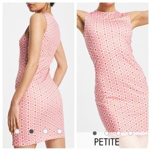 NWT Pieces Petite sleeveless mini dress in pink 70s floral size XS ASOS